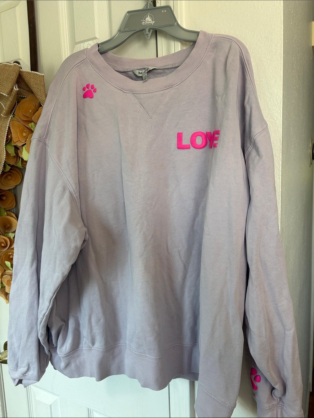 Wild Fox Dogs Love Me Lilac Purple Crewneck Cotton Sweatshirt